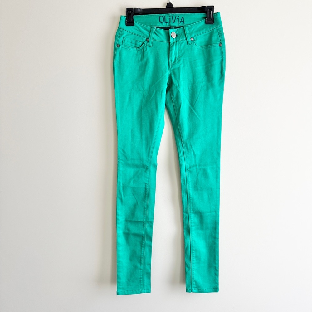 Vintage low rise Delia’s Olivia Skinny Jeans  Green Size 0 casual festival